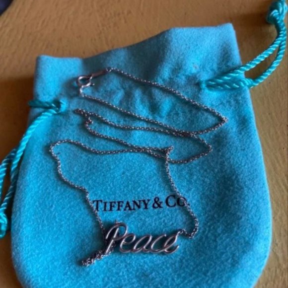 RARE, LIKE NEW! Lovely Tiffany & Co., Sterling Silver Peace Necklace - Picture 2 of 3